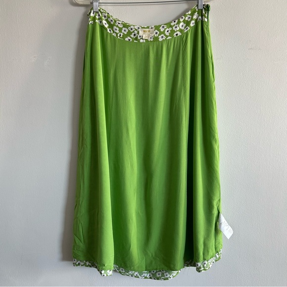 Maeve Anthropologie Green Floral A-Line Midi Skirt - Picture 8 of 9